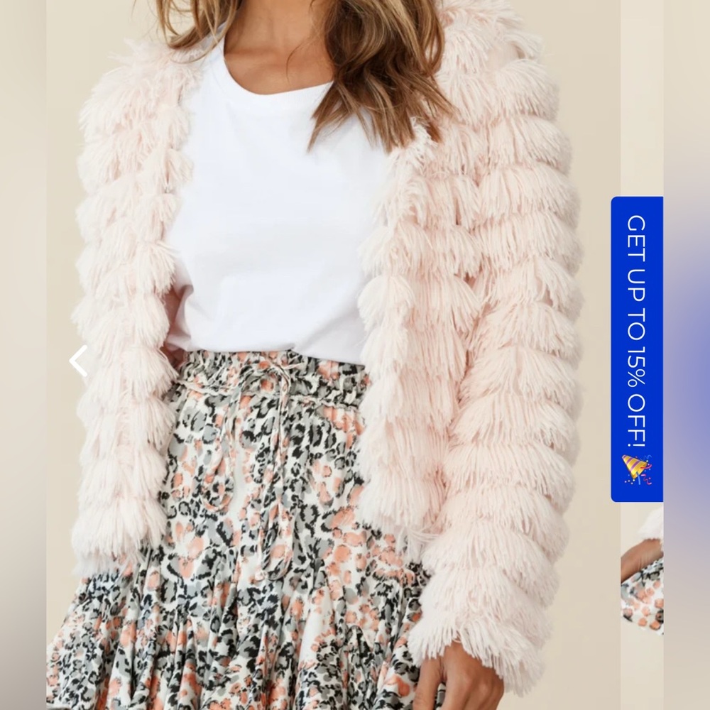 Selfie Leslie Montana Shaggy Faux Fur Jacket Pink